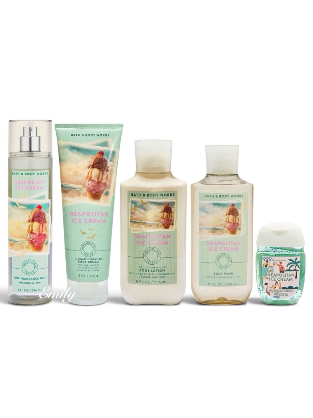 5-Pc Bath & Body Works NEAPOLITAN ICE CREAM Body Care Bundle Set